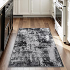Rugflix 3x5 Entrance Rugs, Washable Black Grey Dark Entry Small Rug | Machine - Image 2
