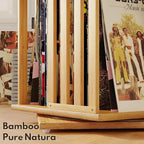 YOWOS Rotating Bookshelf Tower, 360° Display Spinning Bookcase, Bamboo - Image 5