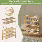 ROMGUAR CRAFT 2 Tier Bamboo Shoe Rack - Image 5