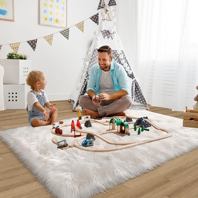 White Faux Fur Rug 3x5 Faux Sheepskin Rugs - Image 3