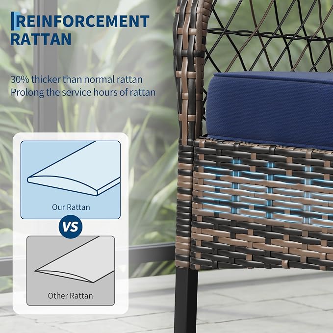 3 pcs Outdoor Rocking Bistro Set, Wicker Rocking Bistro Set - Image 3