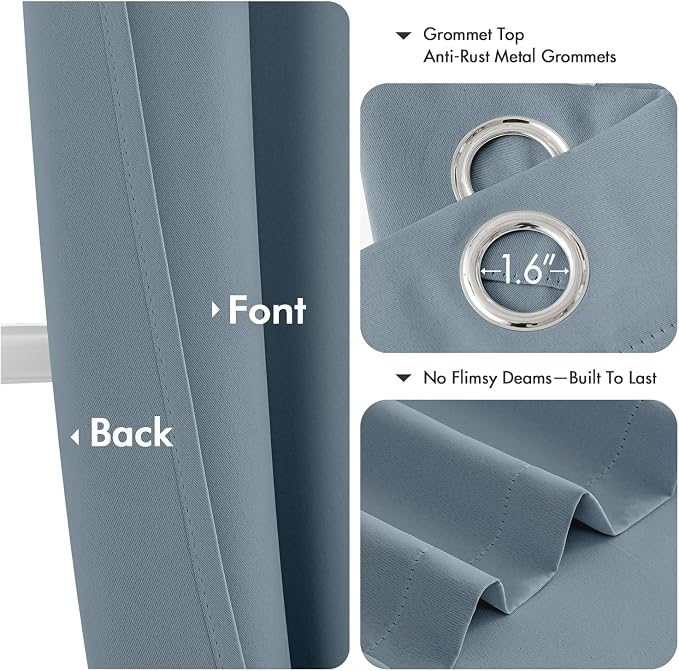 MIULEE Blackout Curtains for Bedroom 2 Panel 40 x 84 Inch Long Greyish Blue | - Image 4