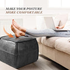 Leather Ottoman, Handmade Stuffed Square Ottoman, Genuine Leather Pouf - Image 5