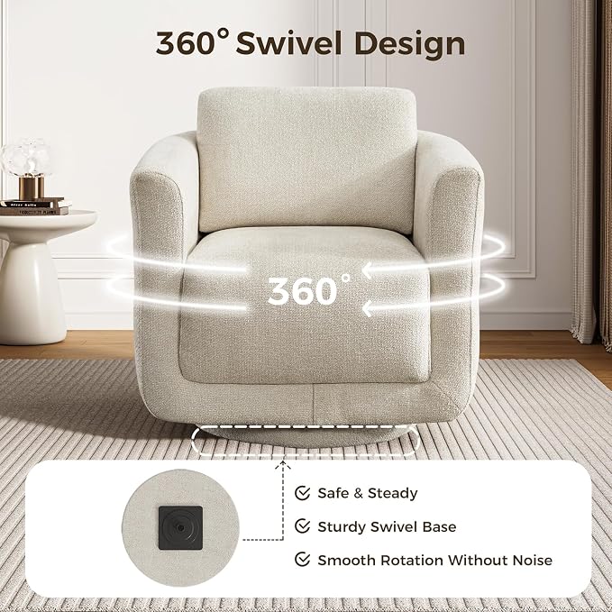 Swivel Accent Chair, 360° Chenille Barrel Swivel Chair - Image 7