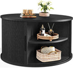 LINSY HOME Round Coffee Table, 31.5" Drum Coffee Table by LINSYHOME