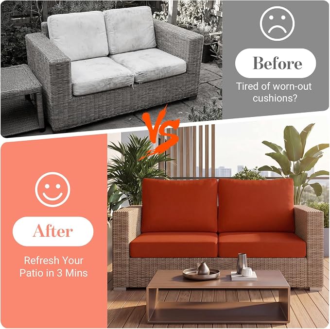 4Pcs Patio Cushion Covers Stretch Outdoor Furniture Protector Slipcovers | - Image 4