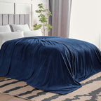 BEDELITE Fleece Blanket Soft Plush Oversized Bed Blanket Navy 120"x120" | Ultra - Image 7