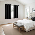 MIULEE Blackout Curtains for Bedroom 2 Panels 29 x 40 Inch Long Black | Thermal - Image 6