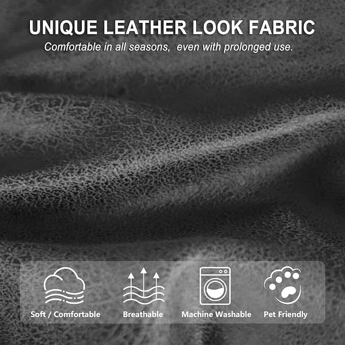 ANARACHON Leather Look Recliner Couch Cover, 8-Pieces Stretch Recliner Sofa - Image 4