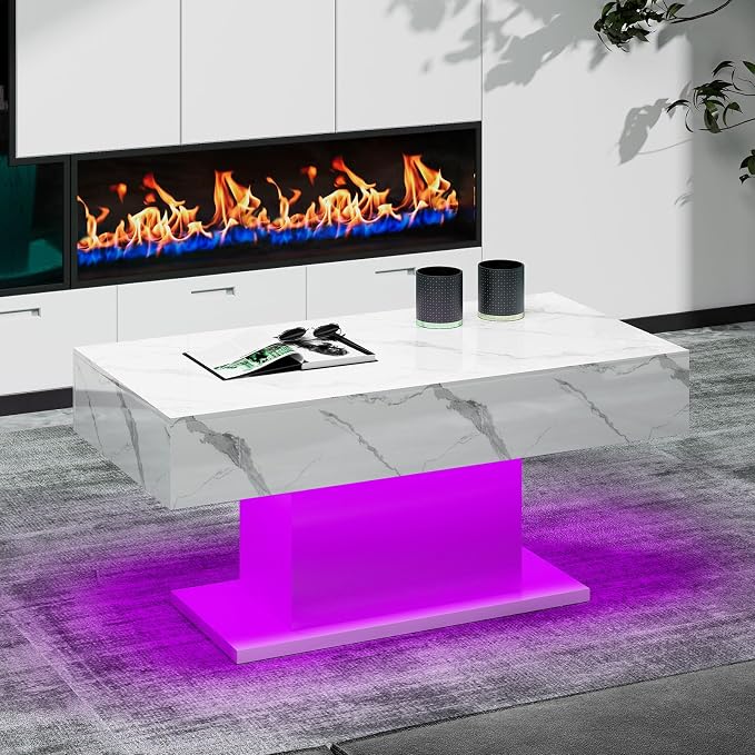 HedoAjim Led Coffee Table for Living Room, Living Room Table Rectangular Center - Image 8