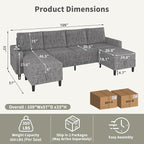 Sectional Couches for Living Room, 6-Seats Soft Linen Fabric Sectional Sofa - Image 2