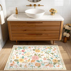 RELEANY Floral Washable 2x3 Area Rugs Doormat Beige/White/Orange | Flower - Image 8
