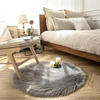 Ashler Faux Fur Rug, Fluffy Shaggy Area Rug Ultra Soft 3 x 3 Feet Round Fur - Image 2