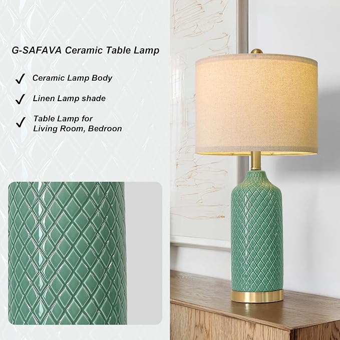G-SAFAVA24.25 Modern Ceramic Green Table Lamps Set of 2 - Image 5