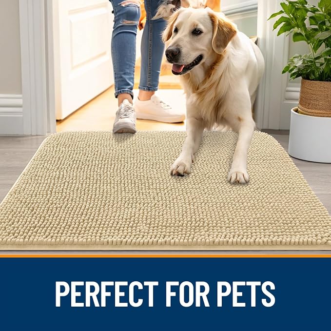 OLANLY Dog Door Mat for Muddy Paws 45x27, Super Absorbent Chenille Mud Mat | - Image 6