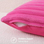 decorUhome Fall Faux Fur Throw Pillow Covers 26x26 Set of 2 Hot Pink | - Image 3
