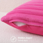decorUhome Fall Faux Fur Throw Pillow Covers 18x18 Set of 2 Hot Pink | - Image 3