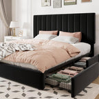 Allewie Full Size Storage Bed Frame, Vertical Channel Tufted Adjustable by Allewie