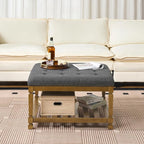 Befurtori Large Square Ottoman Coffee Table, Linen Solid Upholstered Footrest - Image 4