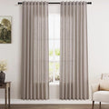 Brownish Grey Linen Curtains for Living Room 80 Inch Length Back Tab Light by Nanspring