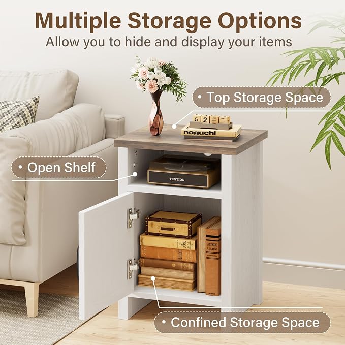 JUMMICO Farmhouse Nightstand, Modern Bedside Table - Image 4