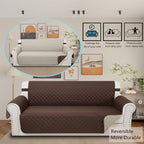 Reversible Couch Cover for 3 Cushion, Chocolate/Beige | Couch Cover for Sofa - Image 2