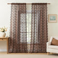 YJ YANJUN Vintage Lace Curtains 96 Inches Long-Victorian Floral Sheer Brown by YJYANJUN