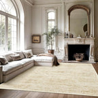 Soalmost Washable Area Rug 9x12 Large Soft Living Room Rugs Beige/Ivory | - Image 7