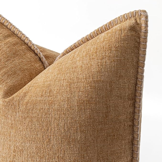 MIULEE Decorative Couch Throw Pillow Covers 20x20 Inch Apricot Brown 2 Pack | - Image 2