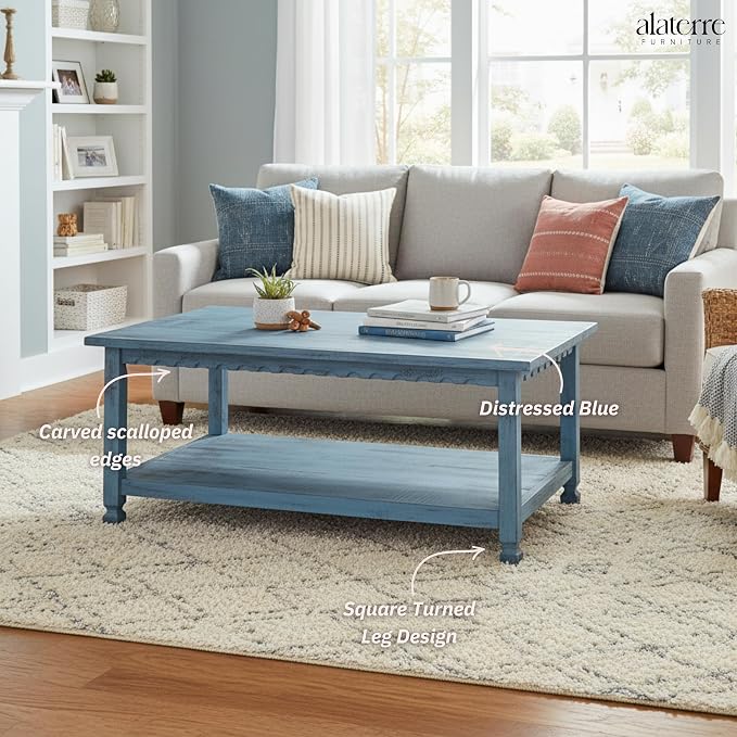 Rustic Rectangular Coffee Table, 42 in. W x 24 in. D x 18 in. H, Living Room - Image 5