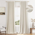 100% Blackout Linen Curtains 144 Inch Length 2 Panels Set by Guken