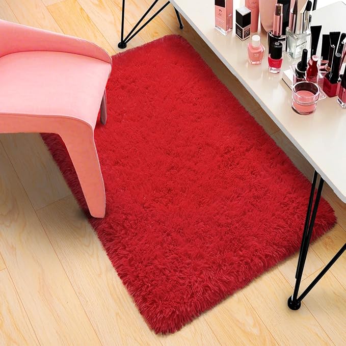 Pionblank Fluffy Small Rug for Bedroom 2x3 Feet, Shag Soft Area Rug, Furry Cute - Image 3
