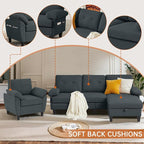 2 Piece Sectional Sofa Set, 3 Seat L Shaped Couches - Image 4