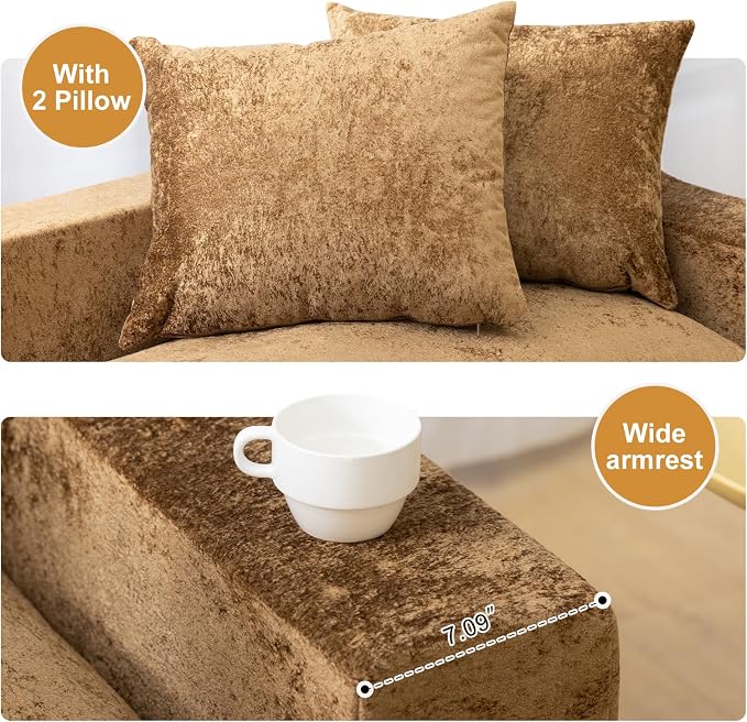 61" Convertible Sofa Bed Loveseat, Memory Foam Boneless Floor Couch - Image 8