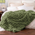 Ultra Soft Cozy Faux Fur Throw Blanket, Fuzzy Plush Thick Bubble Blanket by blunique