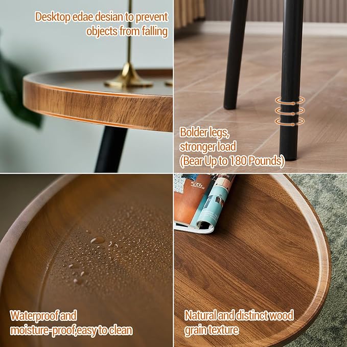 Nesting Coffee Table Set of 2, Walnut Coffee Tables - Image 8