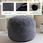 HIGOGOGO Round Stuffed Pouf Ottoman, Corduroy Poufs - Image 3