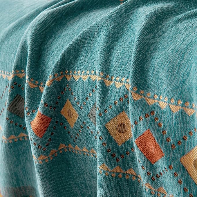 DREAMINGO Teal Boho Couch Cover Western Sofa Covers - Image 5