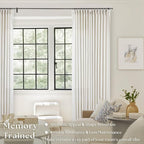 90 Inch Pinch Pleated Linen Textured Curtains 2 Panels, Natural | Pinch Pleat - Image 2