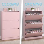 BORNOON Shoe Cabinet with 3 Flip Drawers, Hidden Wood Shoe Cabinet, - Image 5