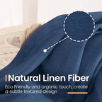 BGment Navy Blue Linen Curtains 84 Inches Long, Semi Sheer Drapes 2 Panels Set - Image 3
