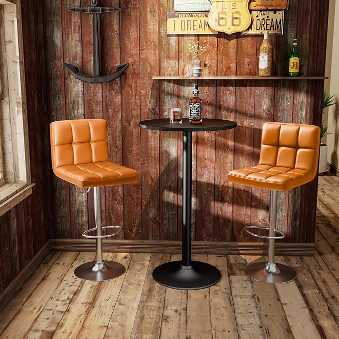 Homall Bar Stools Modern PU Leather Adjustable Swivel Barstools, Armless - Image 7