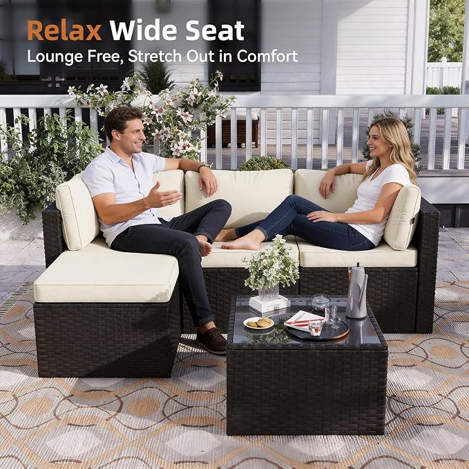 Aoxun Patio Furniture Set 5-Piece, Outdoor Sectional Sofas - Image 3