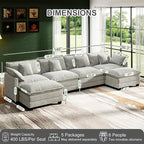 146" Cloud Couch Sectional, U Shaped Modular Sectional Sofa, 4-Seat Deep Seat - Image 2