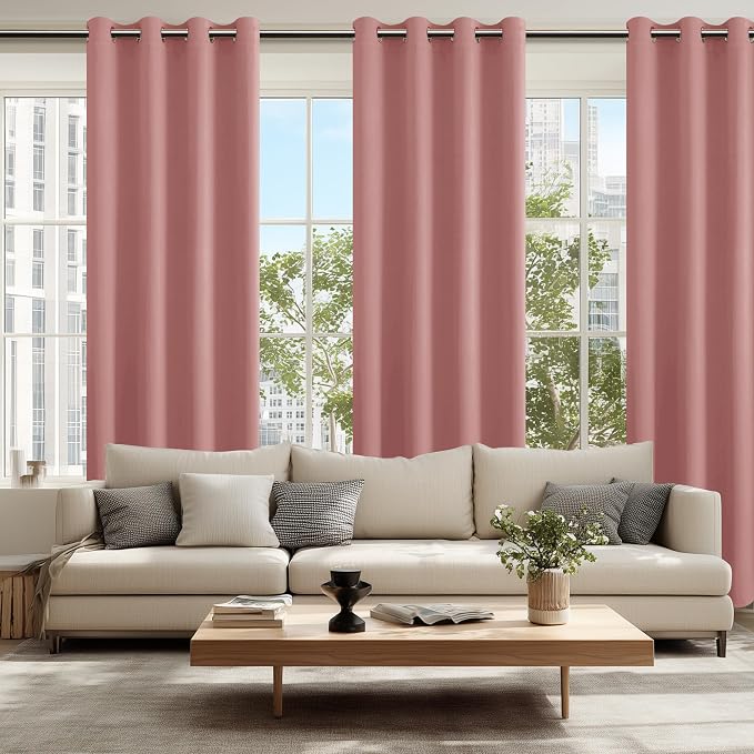 Blackout Curtains for Bedroom 2 Panels 52 x 96 Inch Long Dusty Rose | Thermal - Image 6