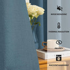 Yakamok Dusty Blue Linen Textured Curtains 96 Inches Long - Image 5