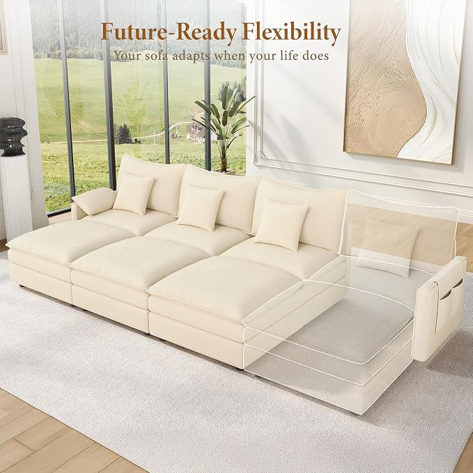 Vesgantti 108" Sectional Sleeper Sofa, 6-Seater Oversized Modular Cloud Couch - Image 8
