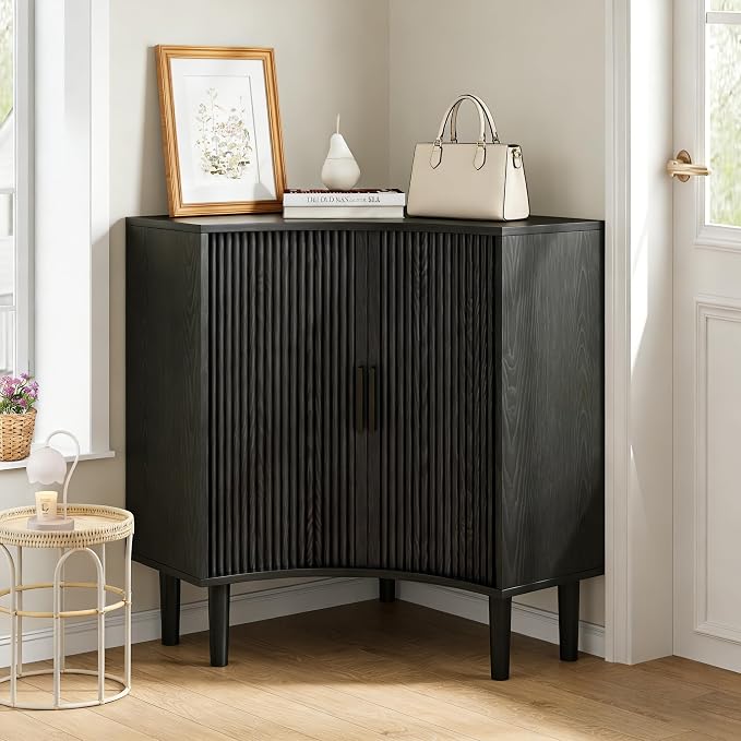 Lxsxlome Fluted Corner Cabinet, Small Corner Floor Cabinet - Image 7