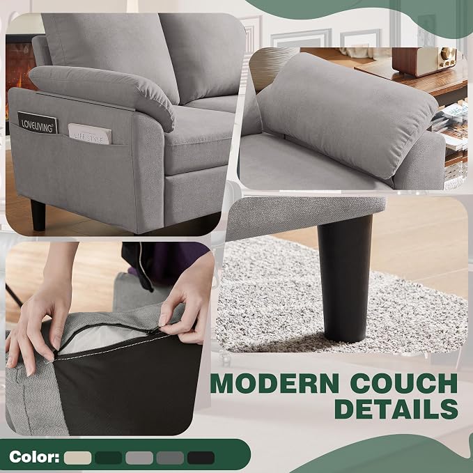 79" Convertible Sectional Sofa Set, Modern Linen Small L Shaped Couch - Image 5