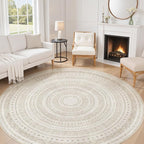 cotiled 8x8 Round Rug 8ft Circle Living Room Boho Area Rugs | Solve Modern by COTILED